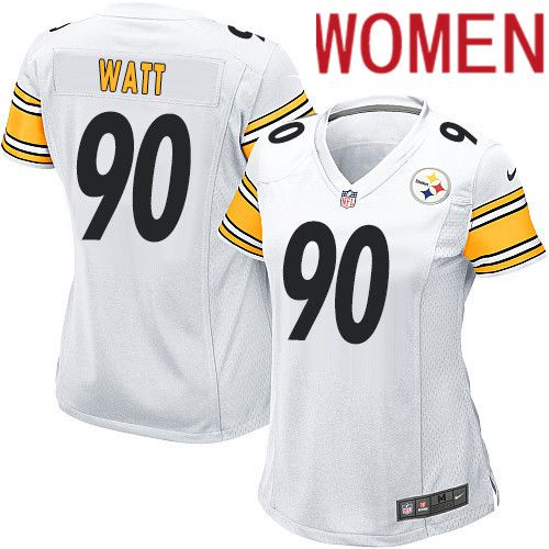 Women Pittsburgh Steelers #90 T. J. Watt Nike White Game NFL Jersey->women nfl jersey->Women Jersey